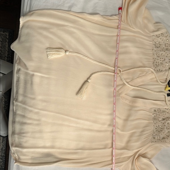 Massimo Cream Tie Front Lace Blouse - Picture 9 of 12